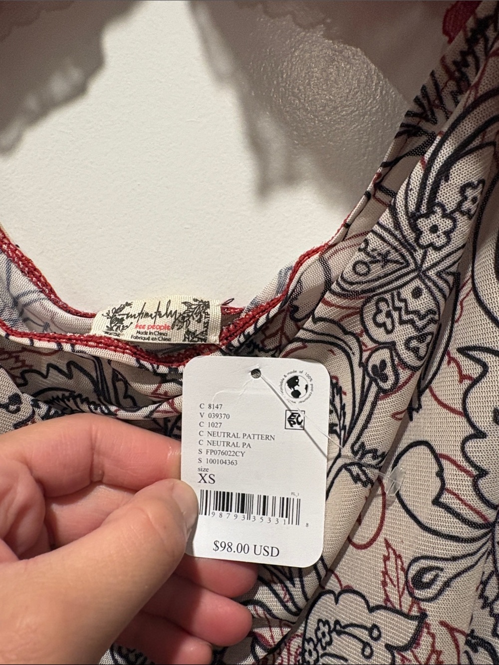 Free People Red suddenly fine Lace-Trim Floral sheer Slip Dress - Picture 3 of 9